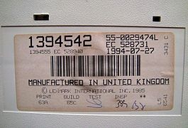 1994 IBM Model M (P/N 1394542) label