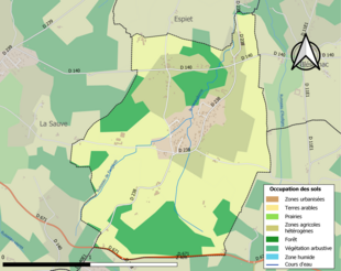 Carte en couleurs présentant l'occupation des sols.