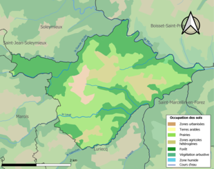 Carte en couleurs présentant l'occupation des sols.