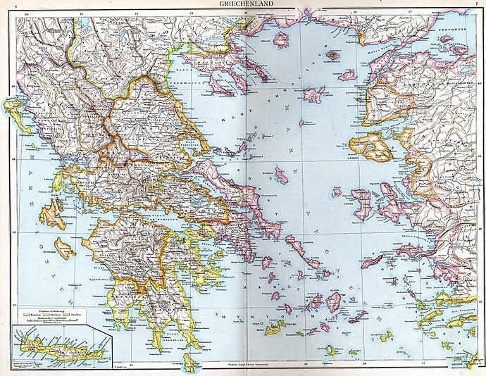 Mappa in latino della penisola greca e la costa occidentale dell'Anatolia