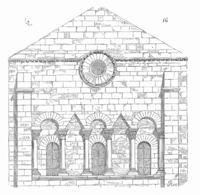 Bågar på Saint-Étienne de Nevers, Frankrike, ritning av Viollet-Le-Duc, 1856.