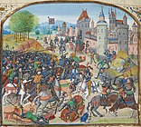 The Battle of Neville's Cross, as depicted in a 15th-century manuscript