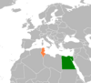 Location map for Egypt and Tunisia.