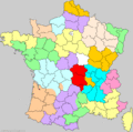 Régions économiques Clémentel - 1919 (Auvergne en rouge)