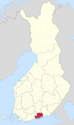 Eastern Uusimaa on a map of Finland
