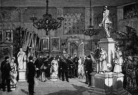 Alexander III being shown a work-in-progress of the statue of Alexander II on 9 August 1885 at House of Nobility