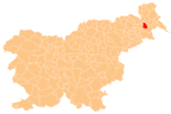 Karte von Slowenien, Position von Občina Križevci hervorgehoben