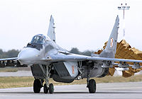 Um MiG-29, de fabricação russa, polonês.