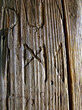 Mannaz-Rune auf dem Männelstein an der Heidenmauer - neue Einritzung, Aufnahme von 2009