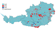 Parti arrivé en tête par communes (Gleichstand = égalité).