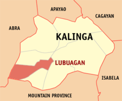 Map of Kalinga with Lubuagan highlighted