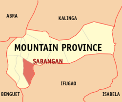 Map of Mountain Province with Sabangan highlighted