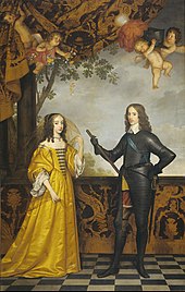 Portrait of Mary in a yellow gown and William II in a black suit