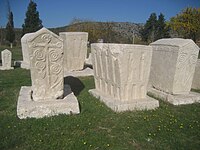Stećak tombstones in Bosnia, burial practice of all religious communities until mid to late 16th century, probably spread through Vlach funerary practice
