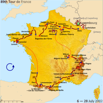 Route of the 2002 Tour de France