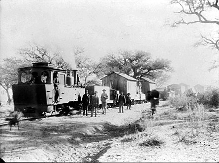 Jung locomotive on a work train near Ababis, c. 1906