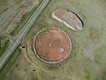 Circular burial mounds from above