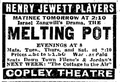 Advertisement, Jewett Players, Copley Theatre, 1918