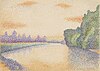 The Banks of the Marne at Dawn, a Pointillist watercolor painting by Albert Dubois-Pillet, c. 1888