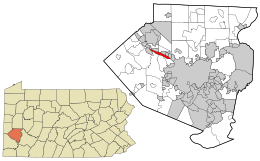 Location in Allegheny County and state of Pennsylvania