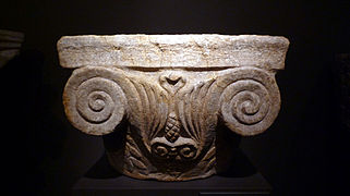 Ionic capital found in the Roman vila of Huerta del Paturro (Portmán, La Unión)[5]
