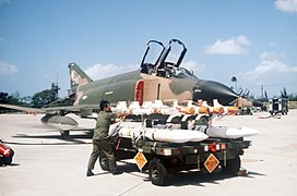 AIM-7Es being loaded on a Hawaii ANG F-4C in 1980