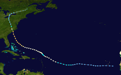 Trajectoire de l'ouragan Fran