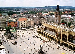 Centro Histórico de Cracovia: La plaza del mercado desde la torre de Santa María