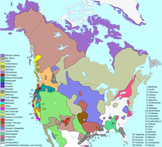 Indigenous language families of North America at Indigenous languages of the Americas, by ishwar (edited by Mahahahaneapneap and Malus Catulus)
