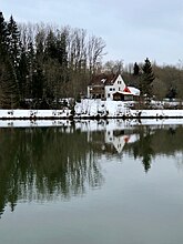 Blick über den Stausee zur Einöde Lechstufe 12