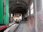 Dans le fond du hangar un autre train utilisé dans la mine du Bois du Cazier à Marcinelle