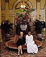 Mary Martin and Carol Channing in lobby, 1986, stars of the touring play Legends!