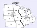 Map of midwestern states