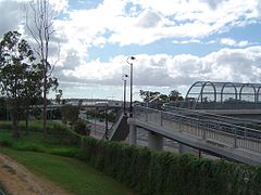 Overpass and footbridge at Hillcrest, Logan City, 2014