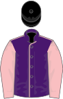 Purple, pink seams and sleeves, black cap