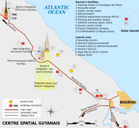 מפת מרכז החלל בגיאנה הצרפתית