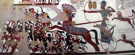 Ramsés II atacando a los nubios. Templo de Beit el-Wali (siglo XIII a. C.)[70]​