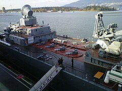 A close view of the S-300PMU Favorit SAM tubes on the mid deck, Vancouver.