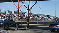 East bleachers, from the staging lanes.