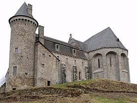 Fortified church in Saint-Angel, Corrèze, France.