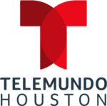 The Telemundo network logo, consisting of two red pieces that form the letter T, and under them, the words "Telemundo" and "Houston" on separate lines.