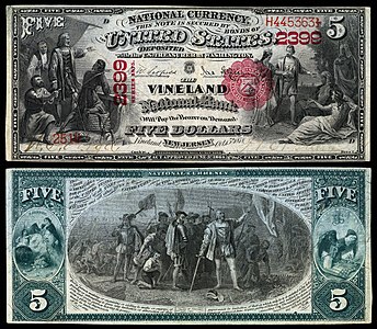 Five-dollar National Bank Note, by the American Bank Note Company