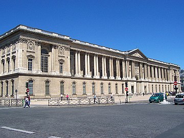 East wing of the Louvre (constructed 1667–1674),[32]: 48  one of the most influential classical façades ever built in Europe, as it appeared in 2009