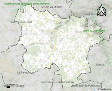 Carte des ZNIEFF de type 1 sur la commune.