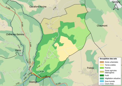 Carte en couleurs présentant l'occupation des sols.