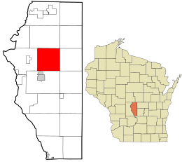 Location in Adams County and the state of Wisconsin.