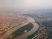 Vista di Budapest con la vista dell'Isola Margherita in primo piano