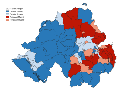 Religious plurality or majority based on "religion belong to"[48]