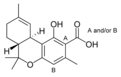 Chemical structure of Δ9-tetrahydrocannabiorcolic acid.