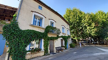 Maison fleurie avec ipomée.